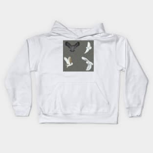 Soaring Owls Grey Kids Hoodie